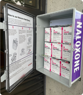 picture of a full Naloxone cabinet